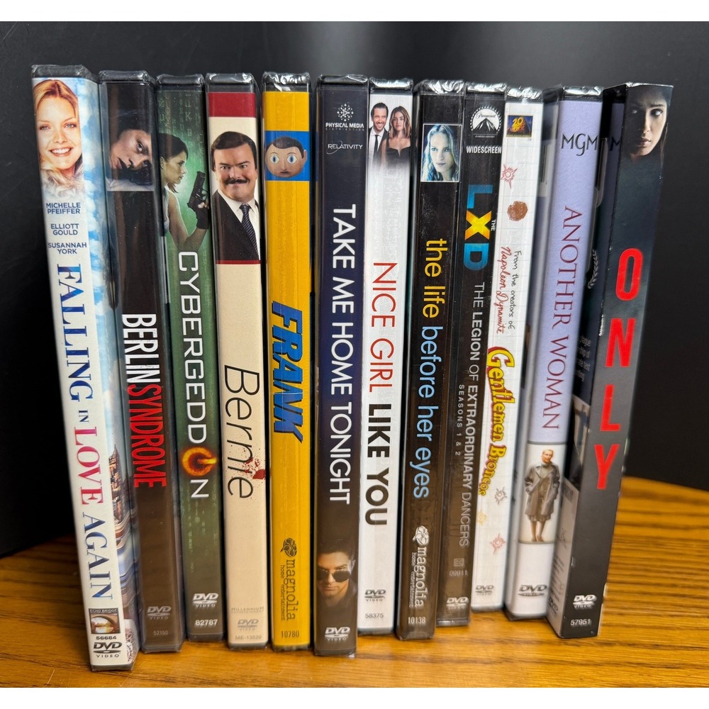 Lot of 12 New DVD's: Bernie, Frank, Berlin Syndrome, LXD, Love, Cyber - Sealed